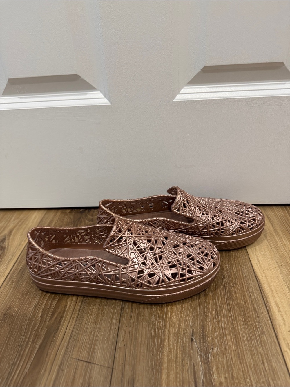 Women's Metallic Rose Gold Slip-On Moccasins